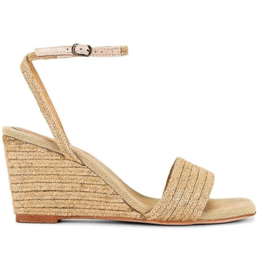 Jeffrey Campbell Sailboat Sandal Tan Raffia Wedge Espadrille Jute Size 11 NEW